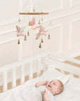 Pink Butterfly Baby Mobile | Eco-Friendly Felt & Wood Cot Mobile In baby room 