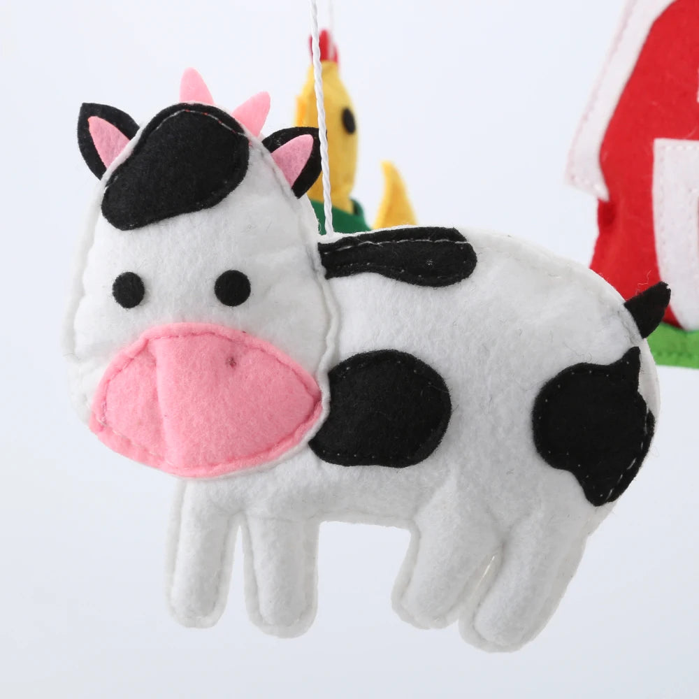 Barnyard Animals Felt Mobile - Handmade Nursery Decor - felt cow