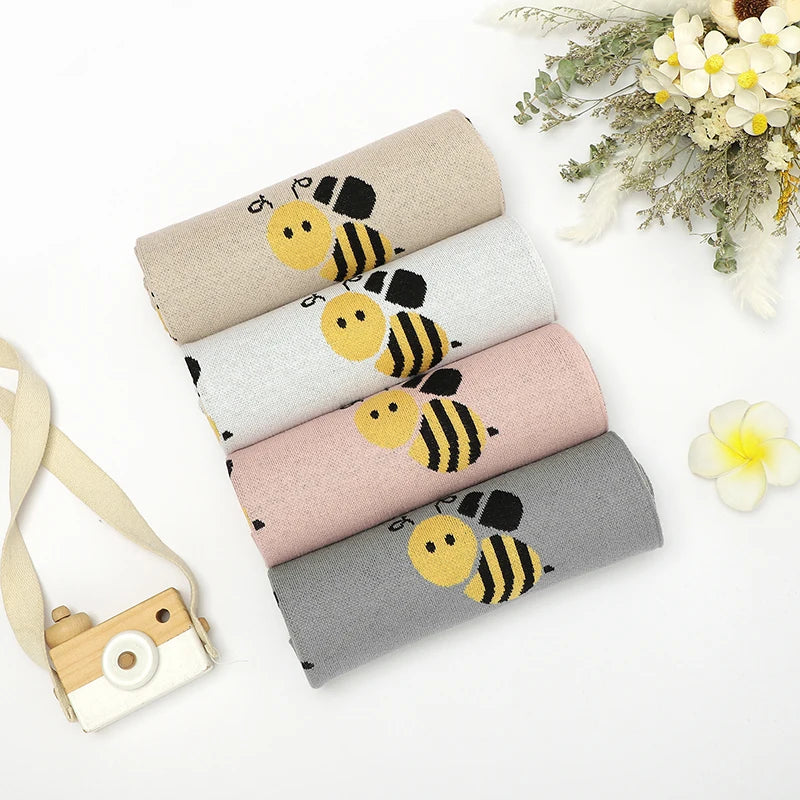 Soft Knit Busy Bee Baby Blanket | 100% Cotton, 70x90cm