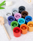 Montessori Wooden Balls in Cups Sorter - Rainbow Colour Sorting Game