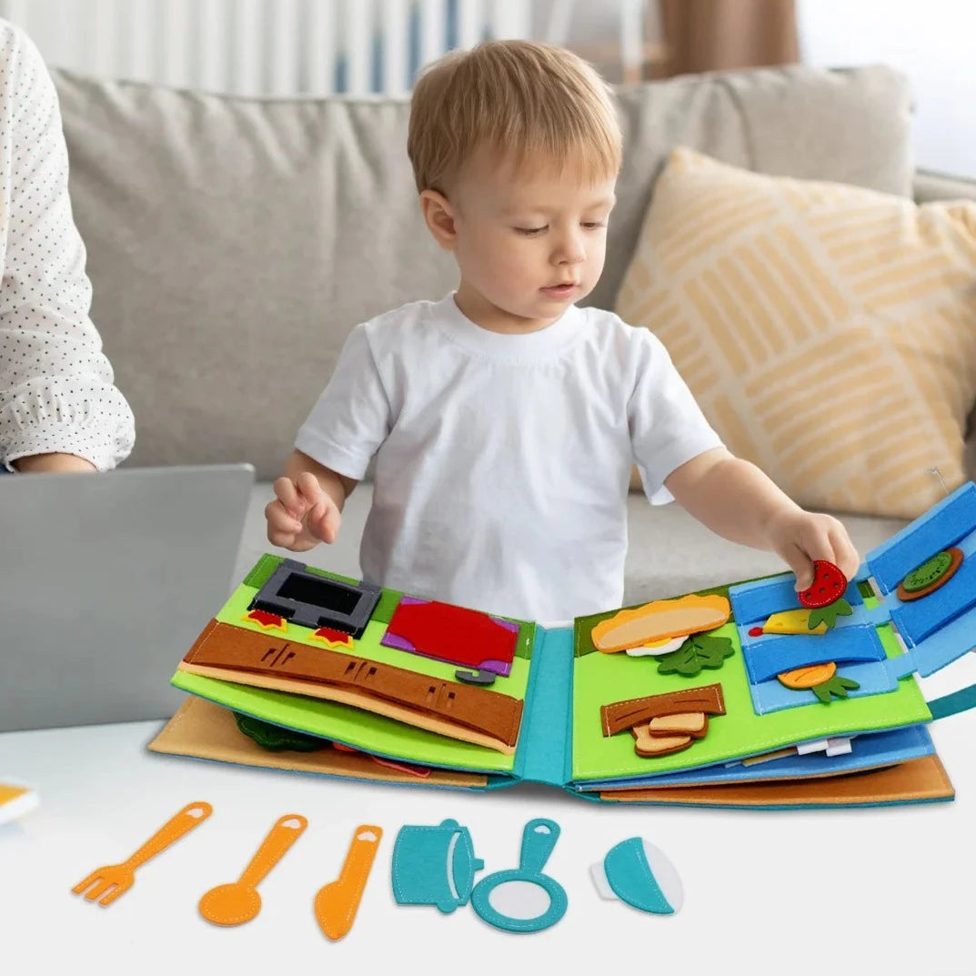 Handmade Montessori Felt Activity Story Book - Boys Busy Book
