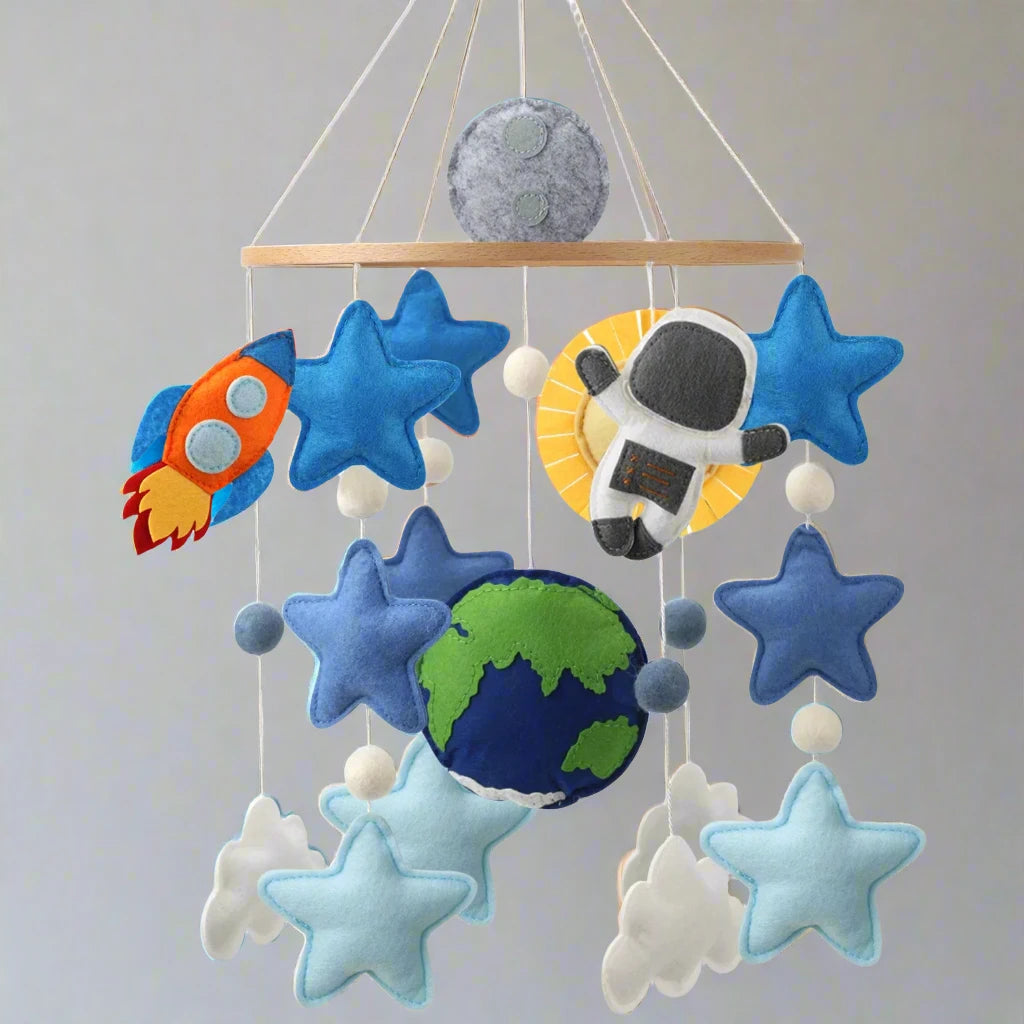 Outer Space Adventure Astronaut &amp; Rocket Nursery Mobile