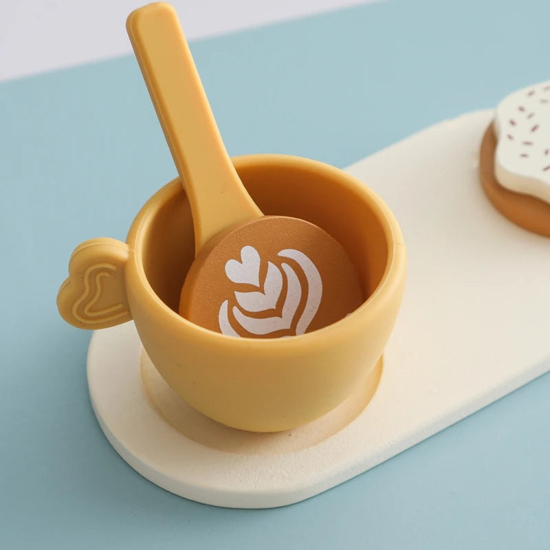 Baby Wooden Coffee & Afternoon Tea Set Toy | 18pcs Set Cup Silicone