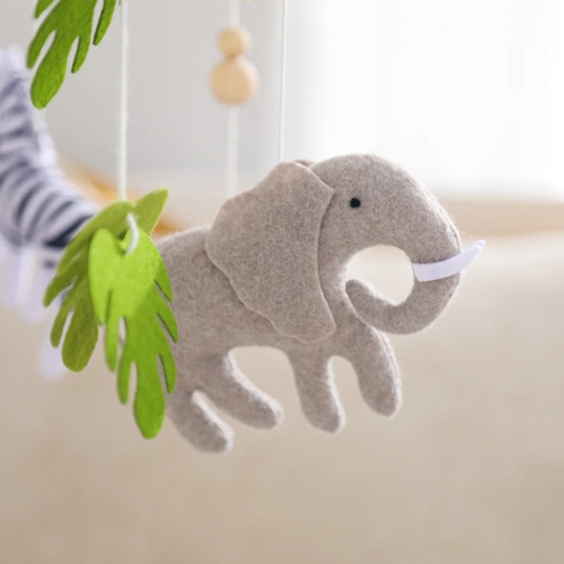 Safari Adventure Nursery Mobile with Felt Animal Highlighting Elephant