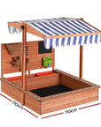 Keezi Kids Sandpit Wooden Canopy Sandbox With Cover Funnel Outdoor Toys 110cm