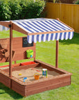 Keezi Kids Sandpit Wooden Canopy Sandbox With Cover Funnel Outdoor Toys 110cm