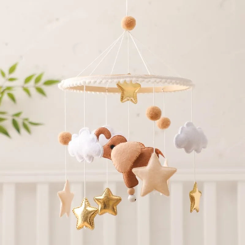 Handmade Baby Elephant Crib Mobile | Soft Felt & Natural Wood | Nursery Decor