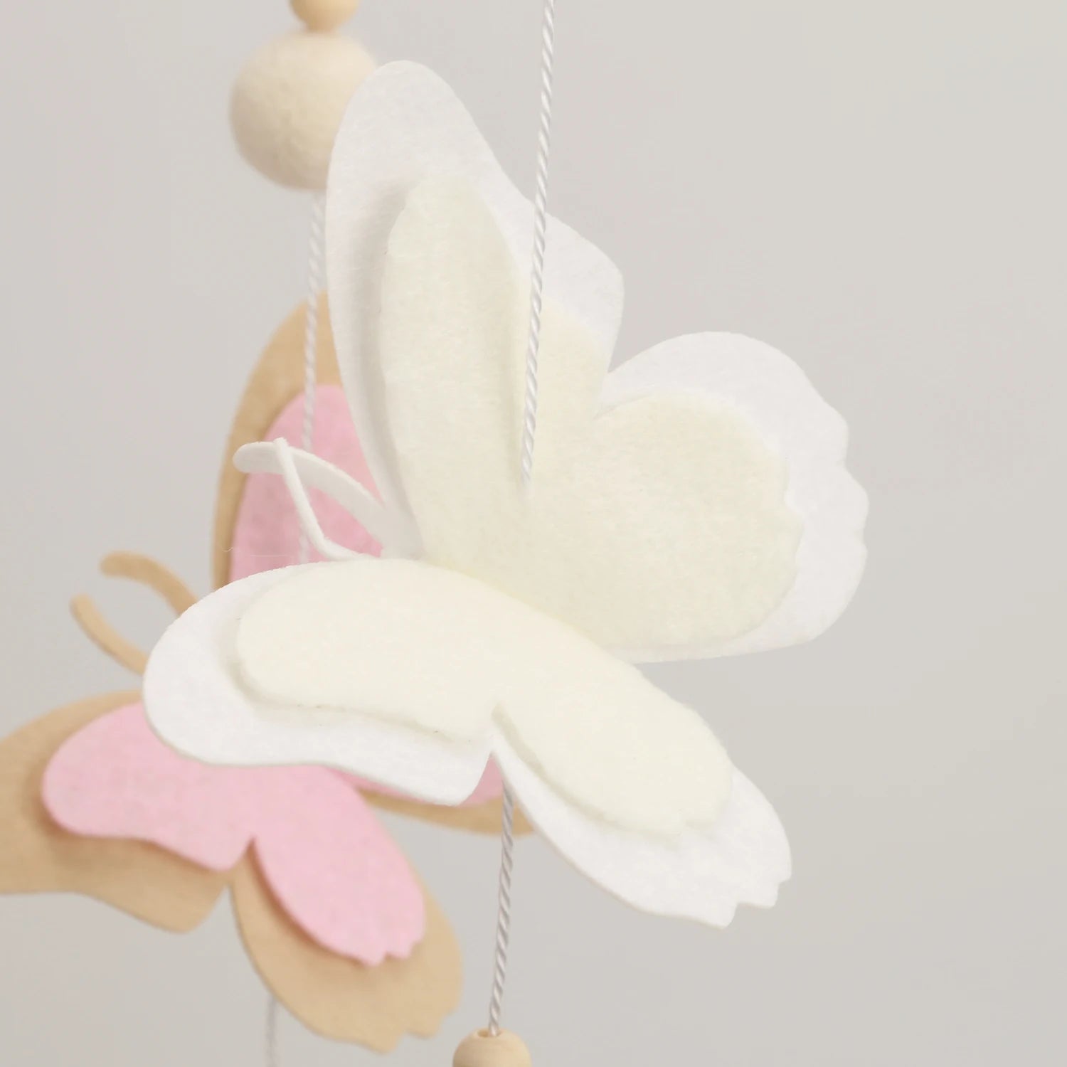 Pink Butterfly Baby Mobile | Eco-Friendly Felt & Wood Cot Mobile