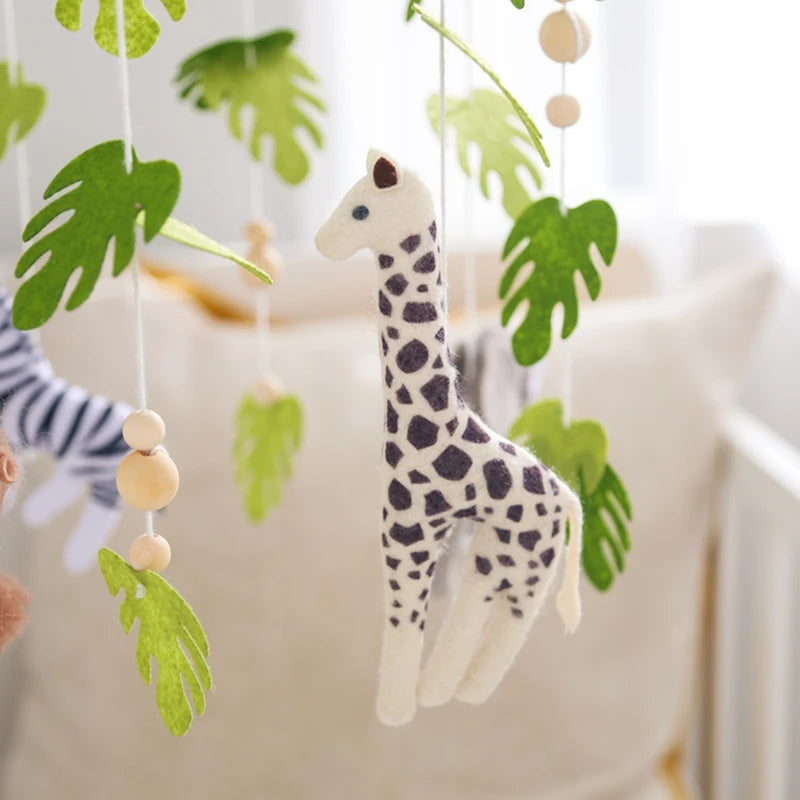 Safari Adventure Nursery Mobile with Felt Animal Highlighting Giraffe