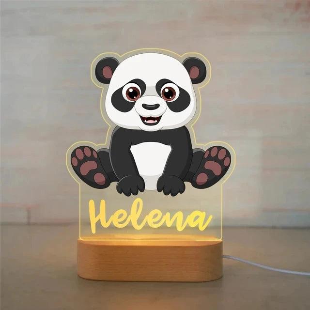 Panda - Personalised Zoo Friends Night Light Custom Name LED Lamp for Kids