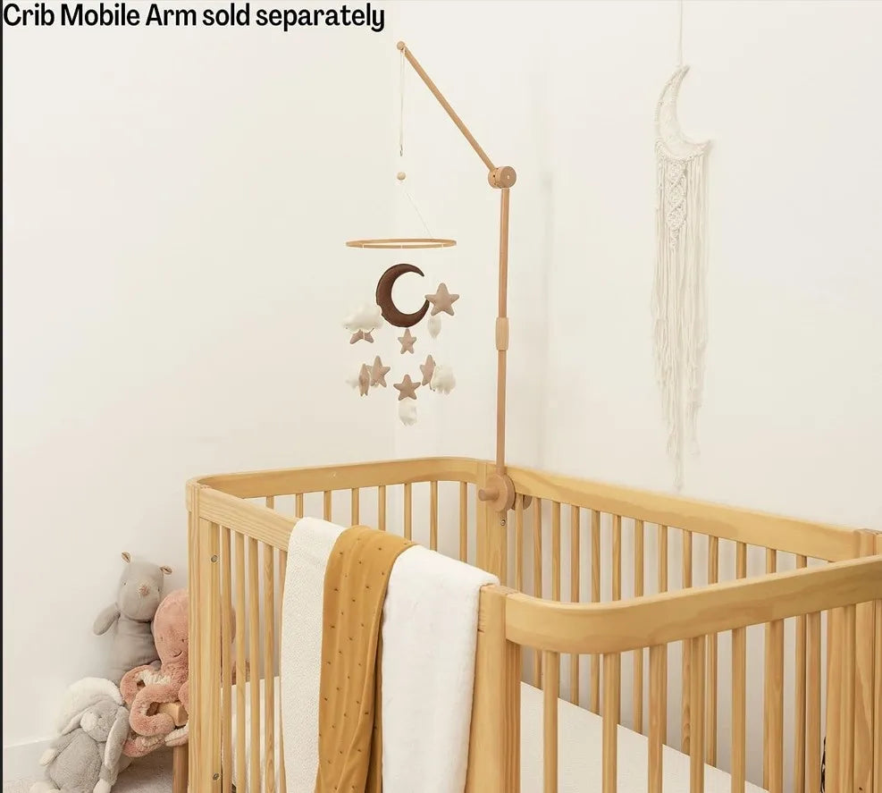 Boho Handmade Brown Moon, Cloud, and Stars Nursery Mobile