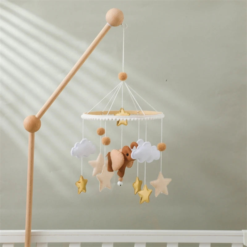 Handmade Baby Elephant Crib Mobile | Soft Felt & Natural Wood | Nursery Decor | Baby Stork