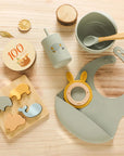 Luxury 8-Piece Baby Gift Set | Silicone Tableware, Wooden Toys & Monthly Milestone Cards