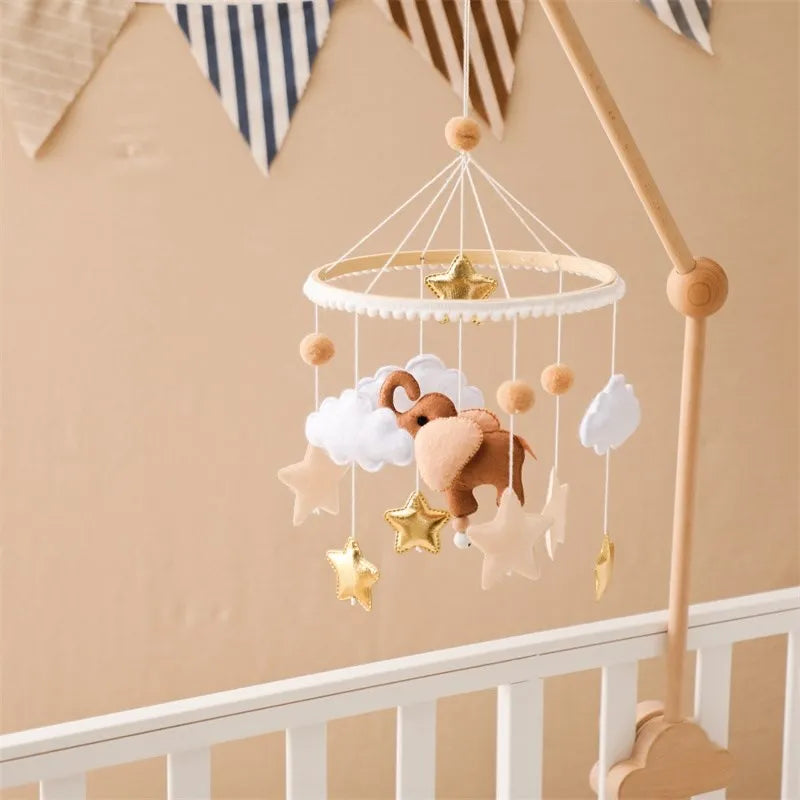 Handmade Baby Elephant Crib Mobile | Soft Felt & Natural Wood | Nursery Decor