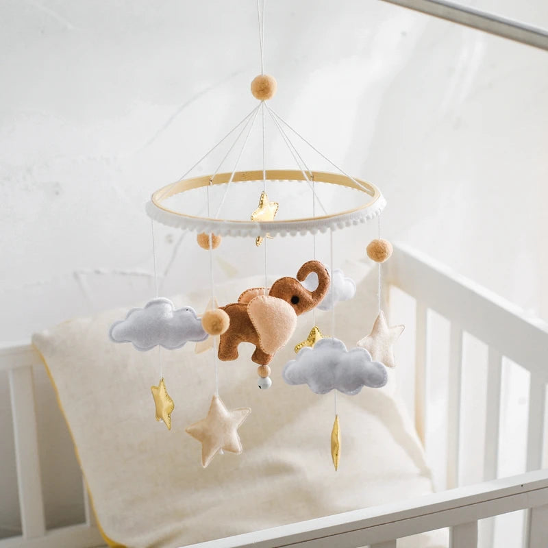 Handmade Baby Elephant Crib Mobile | Soft Felt &amp; Natural Wood | Nursery Decor