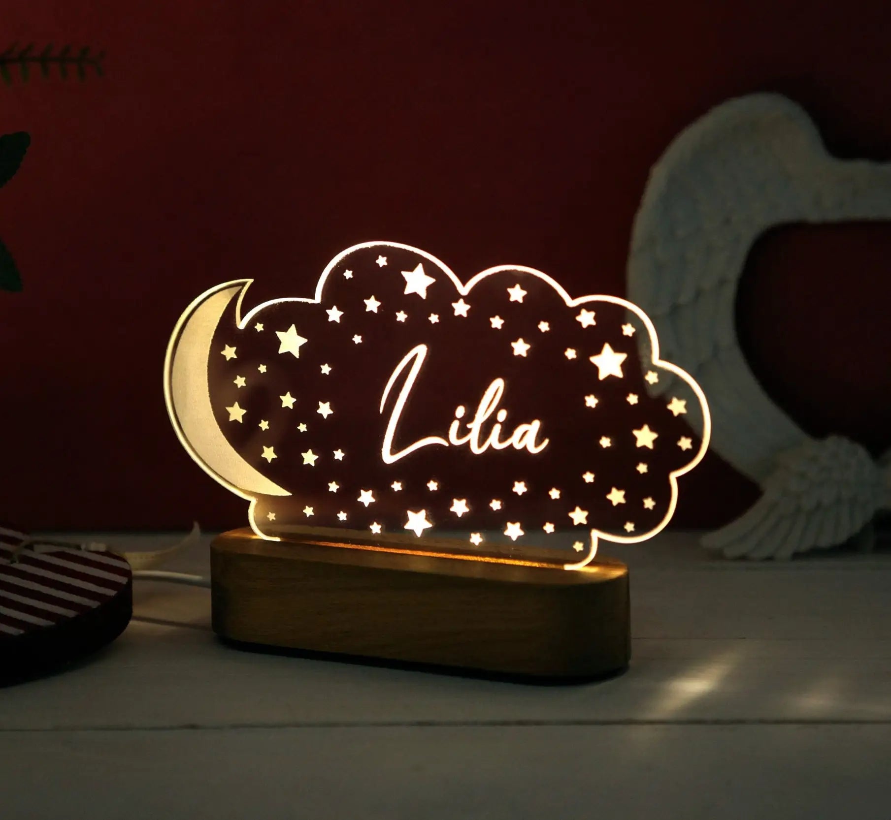 Personalised Name Acrylic Night Light - 12 Fun Designs