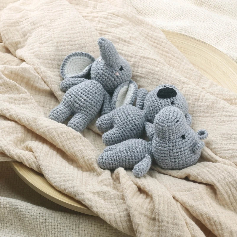 Handmade Crochet Animal Plush Rattle - Elephant, Koala, Hippo