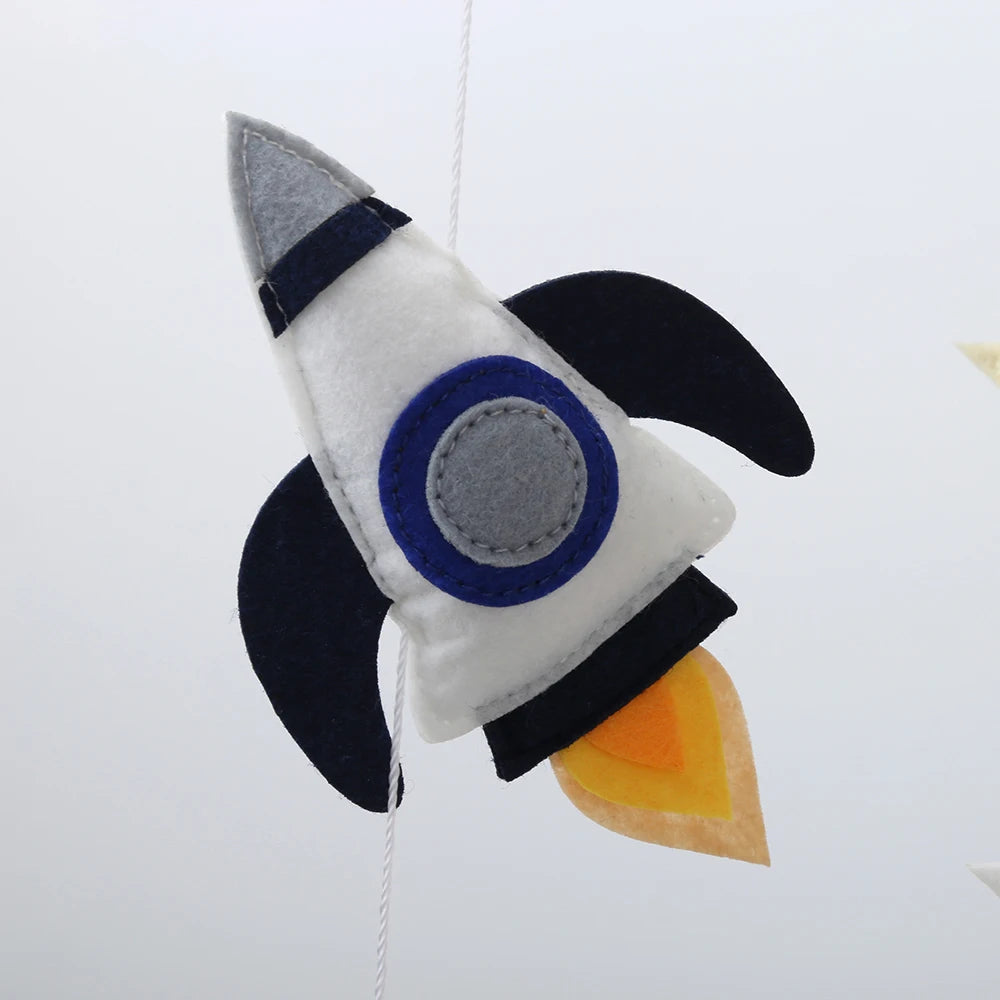 Space Nursery Mobile | Solar System Baby Crib Mobile with Felt Astronaut & Spaceship | Perfect Baby Shower Gift - Felt Rocket