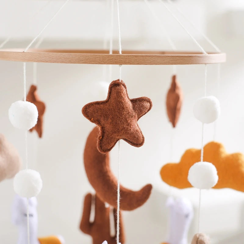 Handmade Alpaca Crib Mobile | Boho Nursery Hanging Decor | Soft Felt &amp; Natural Wood