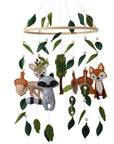 Woodland Felt Baby Nursery Mobile - Forest Animals Crib Cot Mobile Fox, Deer, Acorn, Raccoon