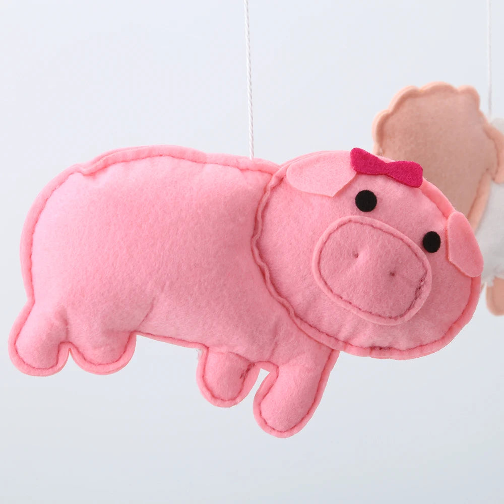 Barnyard Animals Felt Mobile - Handmade Nursery Decor felt pig