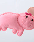 Barnyard Animals Felt Mobile - Handmade Nursery Decor felt pig