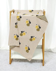 Soft Knit Busy Bee Baby Blanket | 100% Cotton, 70x90cm