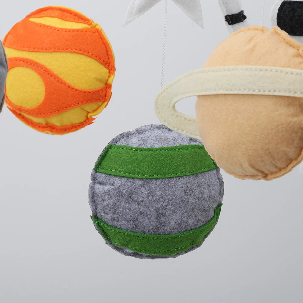 Space Nursery Mobile | Solar System Baby Crib Mobile with Felt Astronaut & Spaceship | Perfect Baby Shower Gift - Felt Planet