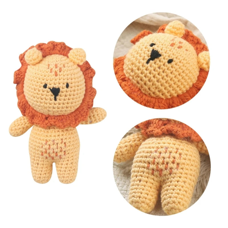 Handmade Crochet Animal Plush Rattle - Lion quality