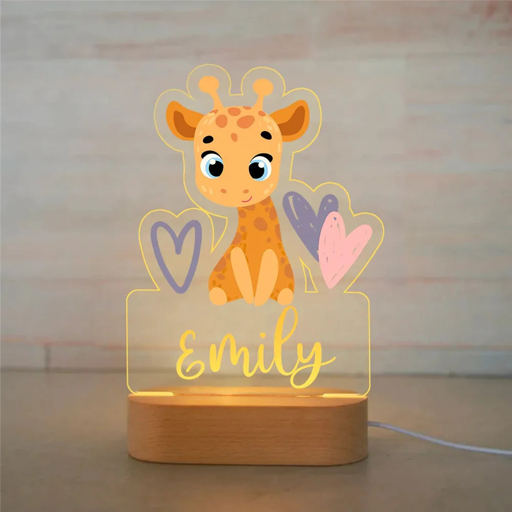 Giraffe - Personalised Zoo Friends Night Light Custom Name LED Lamp for Kids