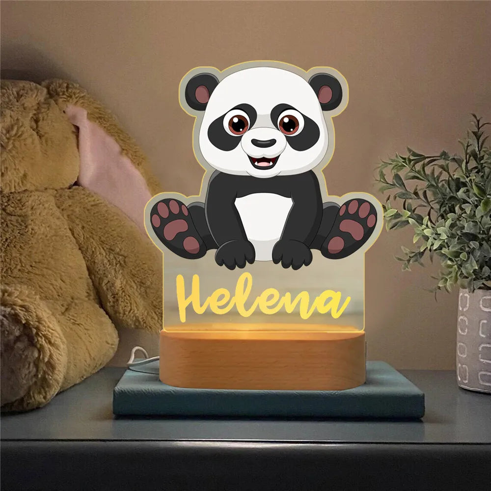 Panda - Personalised Zoo Friends Night Light Custom Name LED Lamp for Kids