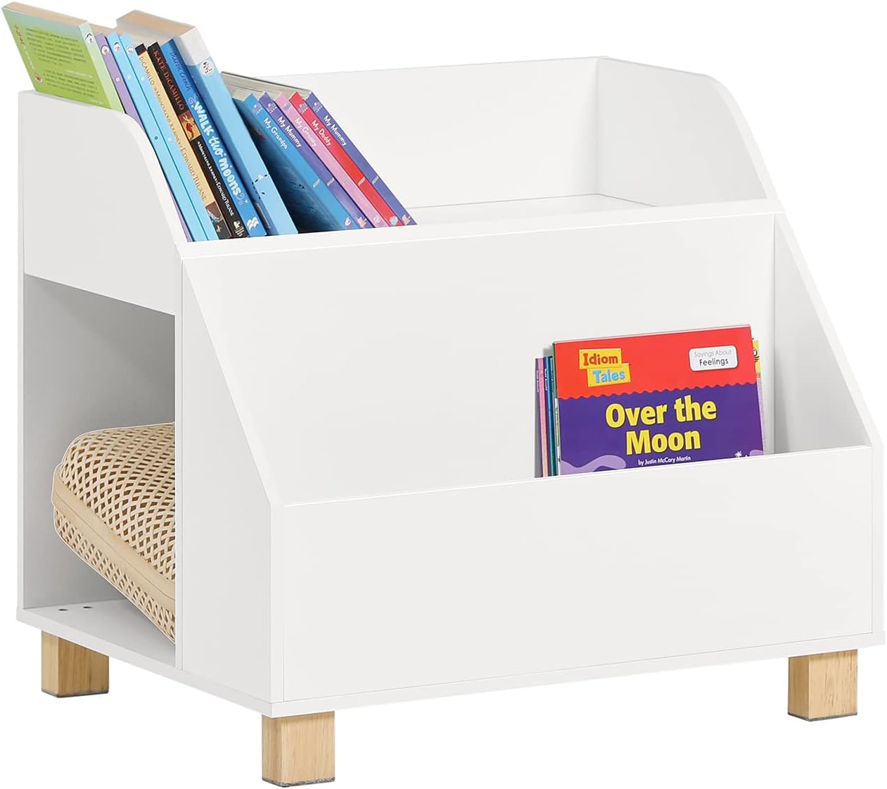 Kids Storage Bookcase | 3-Compartment White Shelf for Books &amp; Toys