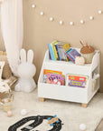 Kids Storage Bookcase | 3-Compartment White Shelf for Books & Toys