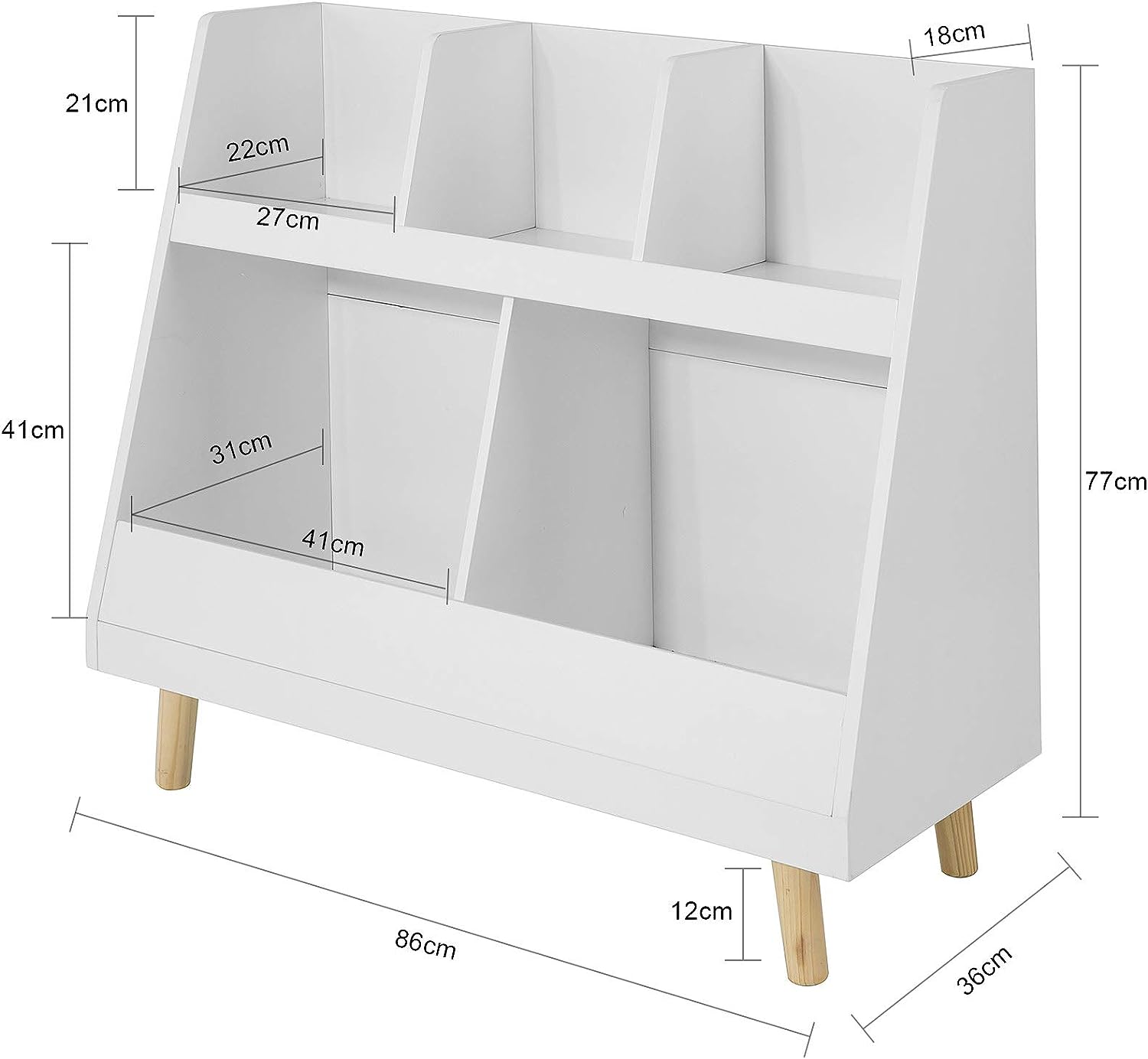 Children&#39;s Shelving Unit | 5-Compartment Bookcase for Books &amp; Toys