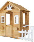 Lifespan Kids Teddy V2 Cubby House - Natural Wood | White Picket Fence & Mailbox