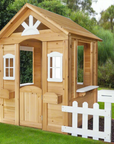 Lifespan Kids Teddy V2 Cubby House - Natural Wood | White Picket Fence & Mailbox