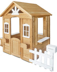 Lifespan Kids Teddy V2 Cubby House - Natural Wood | White Picket Fence & Mailbox