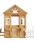 Lifespan Kids Teddy V2 Cubby House - Natural Wood | White Picket Fence & Mailbox