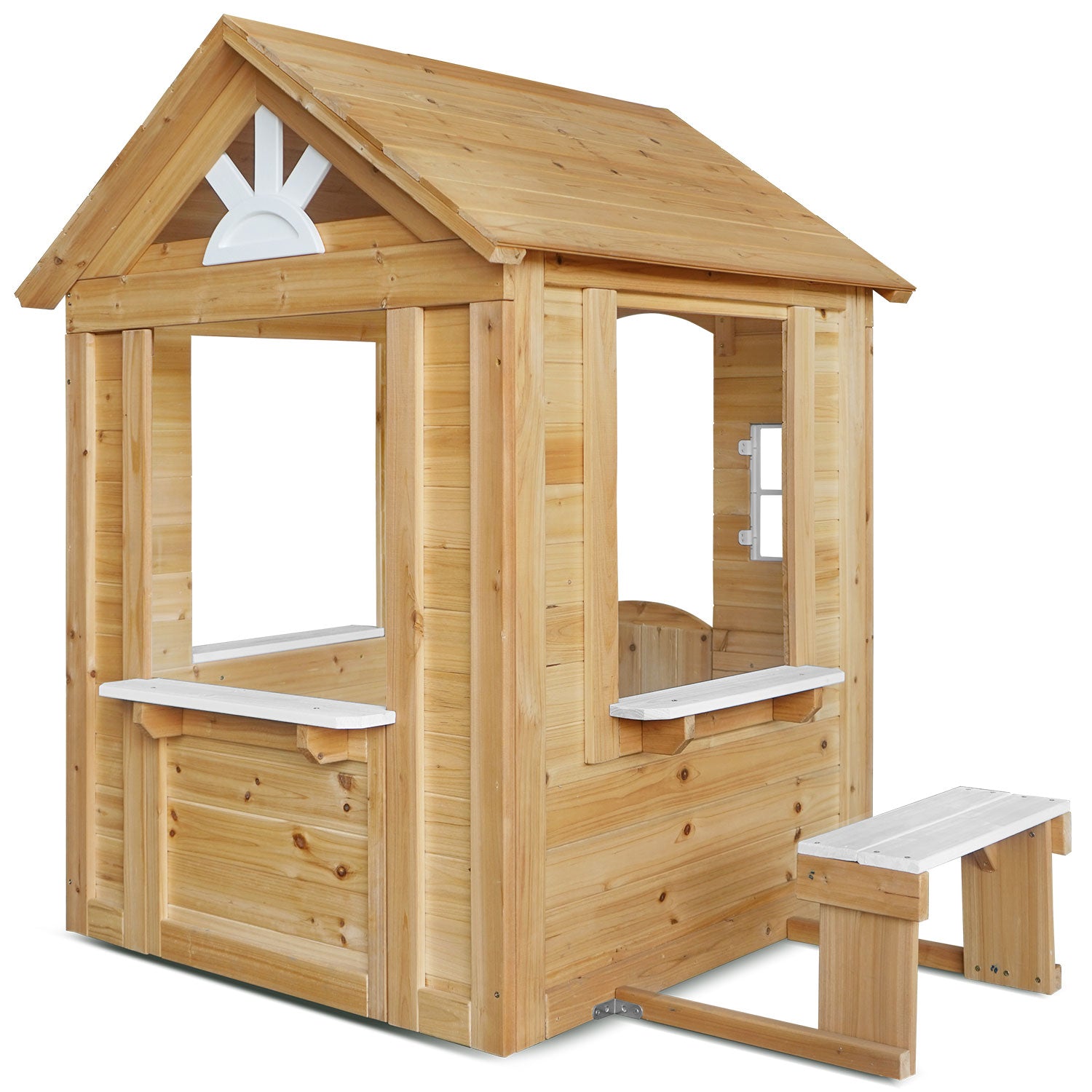 Lifespan Kids Teddy V2 Cubby House - Natural Wood | White Picket Fence &amp; Mailbox