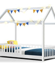 Artiss Bed Frame Wooden Kids House Rock Frame - White | Stylish & Safe Design