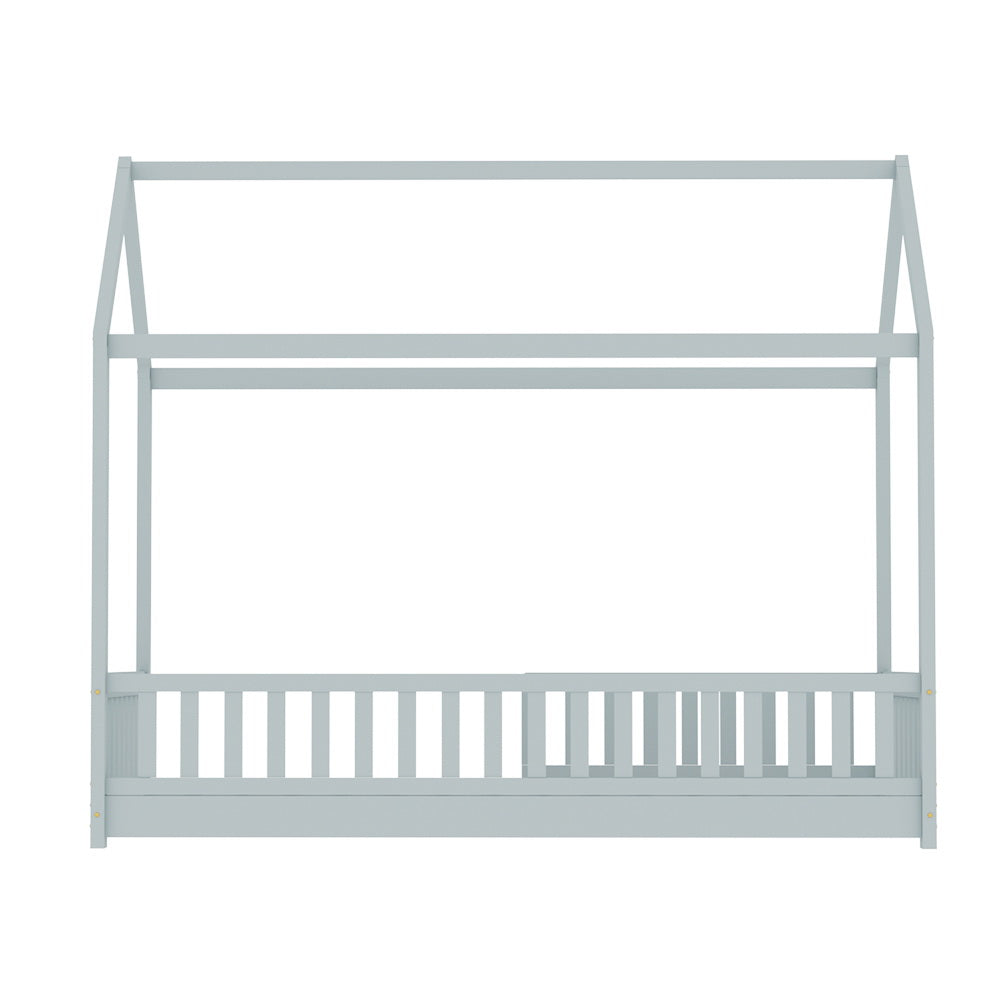 Artiss Bed Frame Wooden Kids House Rock Frame - Grey | Stylish &amp; Safe Design