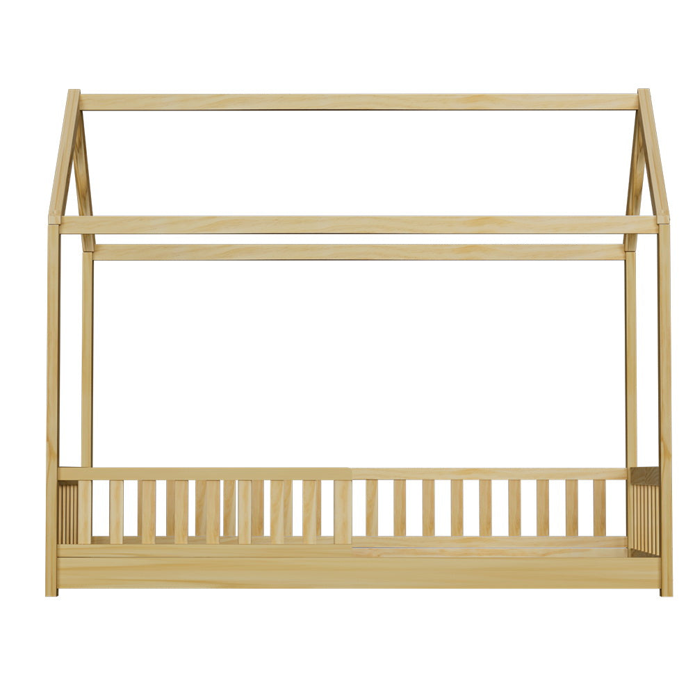 Artiss Bed Frame Wooden Kids House Rock Frame - Wood | Stylish &amp; Safe Design