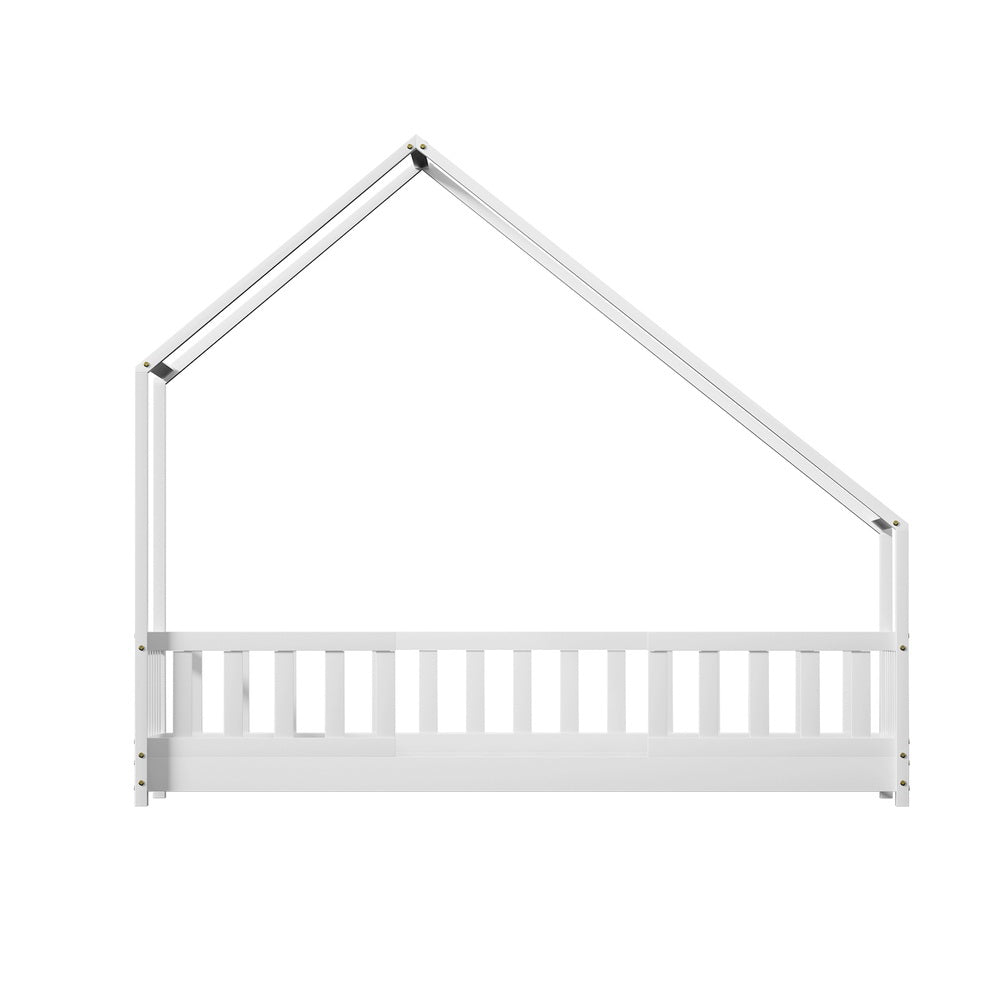 Artiss Bed Frame Wooden Kids House Single Frame - White PAVO