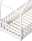 Artiss Bed Frame Wooden Kids House Single Frame - White PAVO