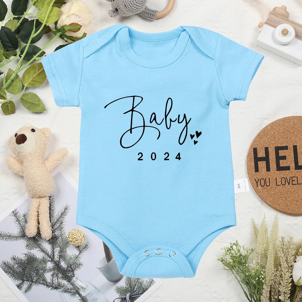 Baby 2024 Announcement Onesie - Fun Newborn Onesie in 5 Colours Baby & Toddler Clothing Accessories Baby Stork Blue 0-3 Months 