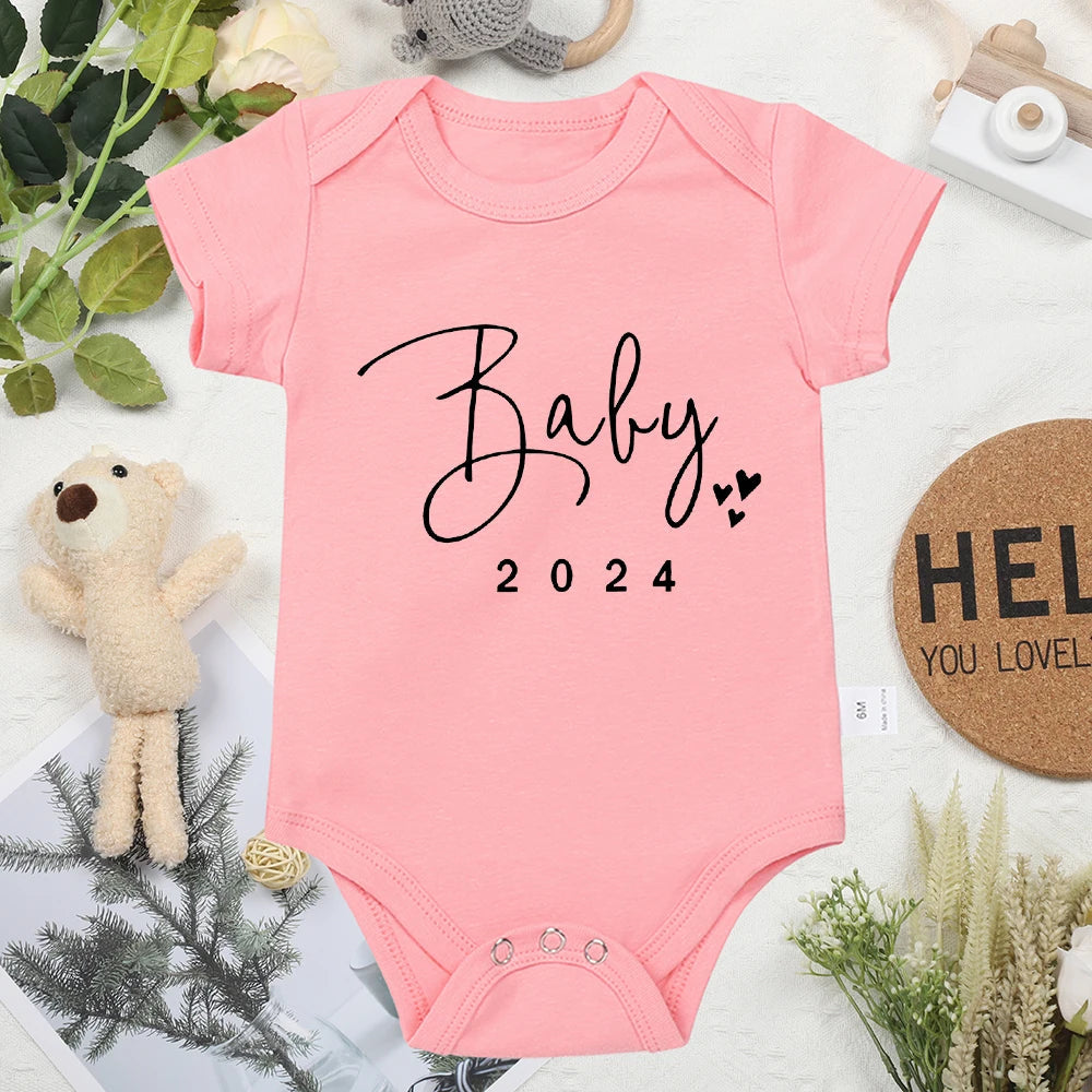 Baby 2024 Announcement Onesie - Fun Newborn Onesie in 5 Colours Baby & Toddler Clothing Accessories Baby Stork Pink 0-3 Months 