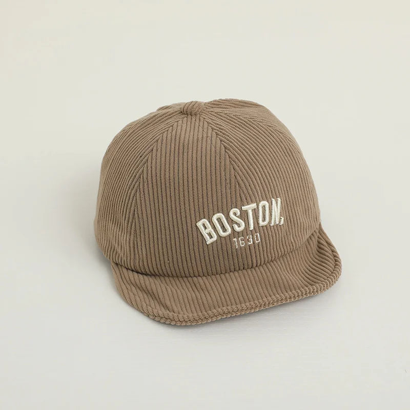 Boston 1630 Embroidered Baby Baseball Cap - Corduroy Snapback Baby &amp; Toddler Clothing Accessories Baby Stork Tan Adjustable 47cm-50cm 