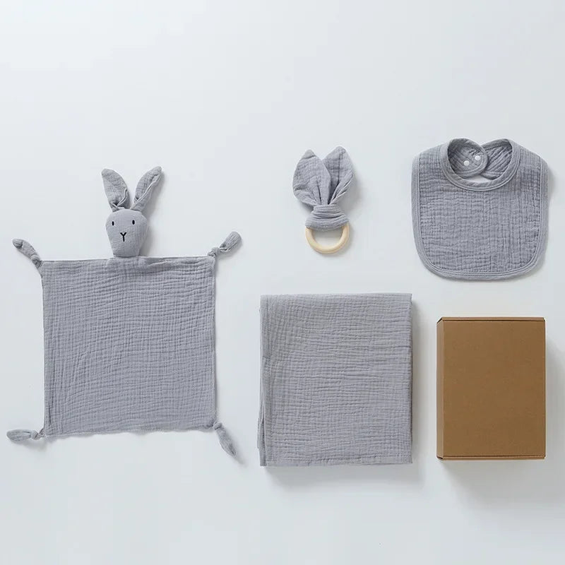 Bunny-Themed Newborn Baby Care Gift Set - 4Pcs Baby Gift Sets Baby Stork Grey 