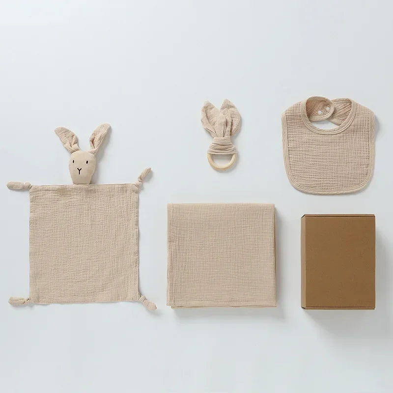 Bunny-Themed Newborn Baby Care Gift Set - 4Pcs Baby Gift Sets Baby Stork Light Yellow 
