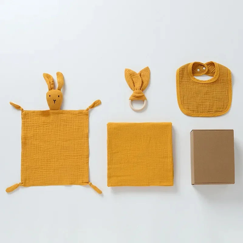 Bunny-Themed Newborn Baby Care Gift Set - 4Pcs Baby Gift Sets Baby Stork Orange 